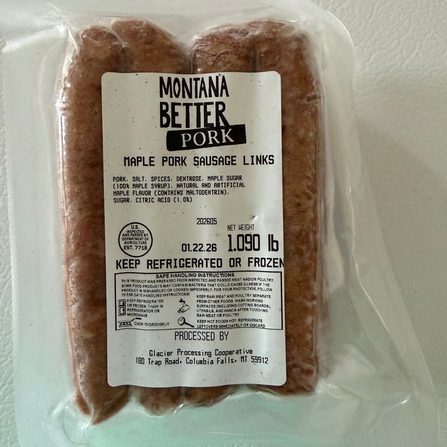 Pastured Pork Sausage Links, Maple
